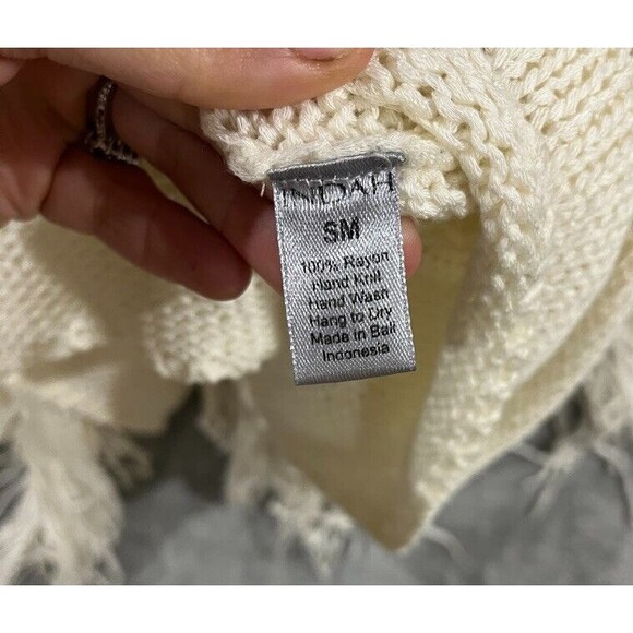 Indah Fringe Tunic Top Sweater Hand Knit Bohemian Western Womens Sz S/M - Picture 5 of 10